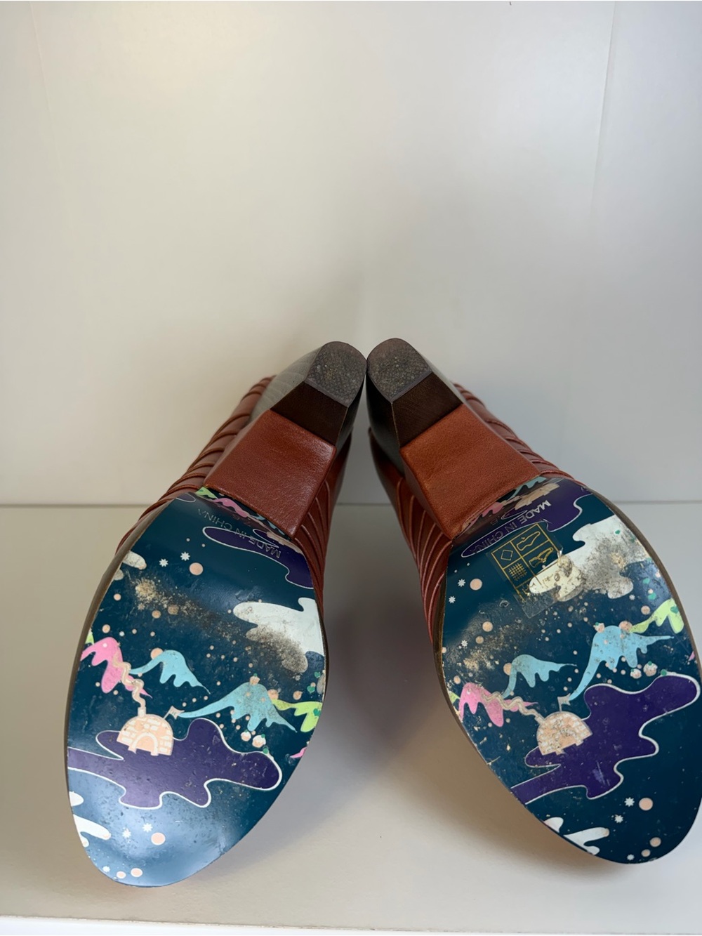 Irregular Choice Rust Brown Ribbed Leather Platform Heels - Picture 7 of 10